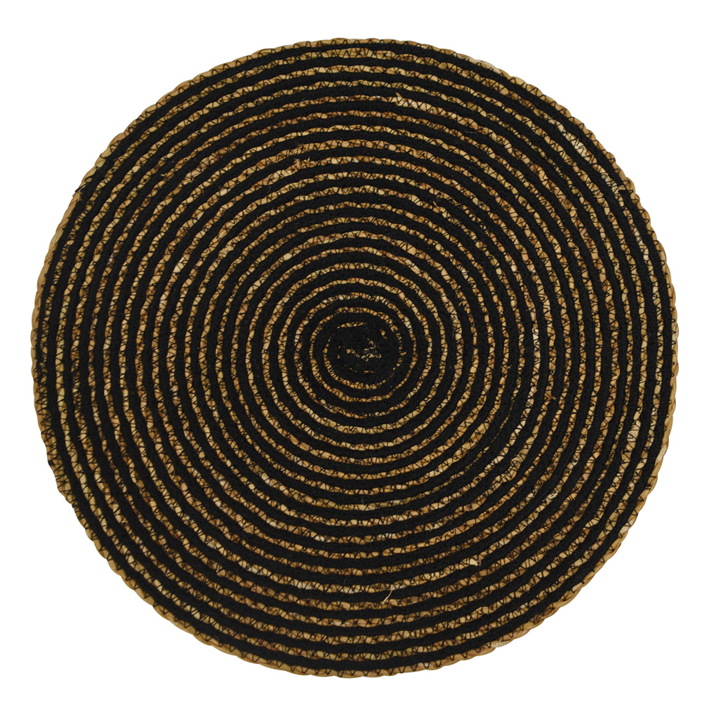 Jute & Cotton Round Placemat Simply Black 38cm Living & Giving