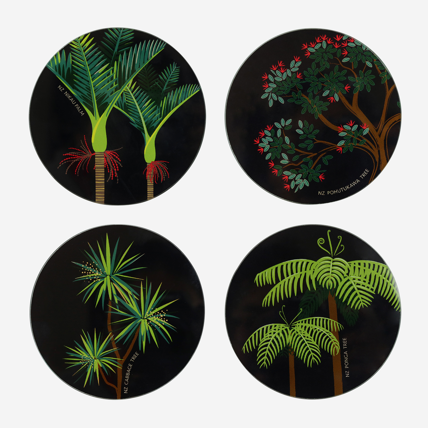 Evergreen Glass Coasters NZ Set 4 Living & Giving