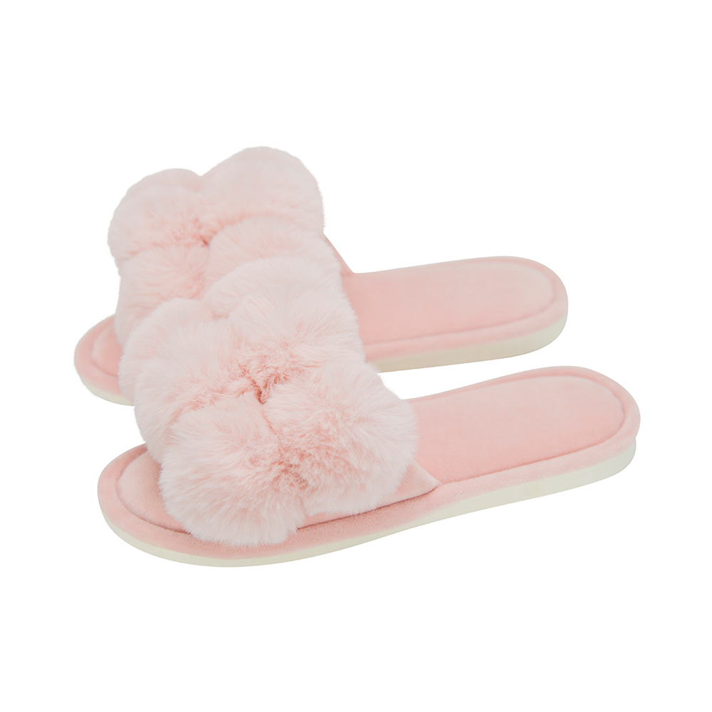 Midnight Annabel Trends Cosy Luxe Pom Pom Slippers