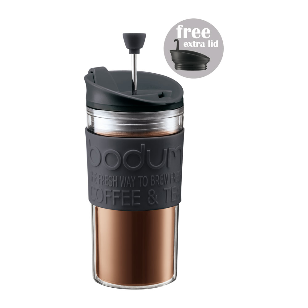 Bodum Travel Press Mug w/ Extra Lid Black Living & Giving