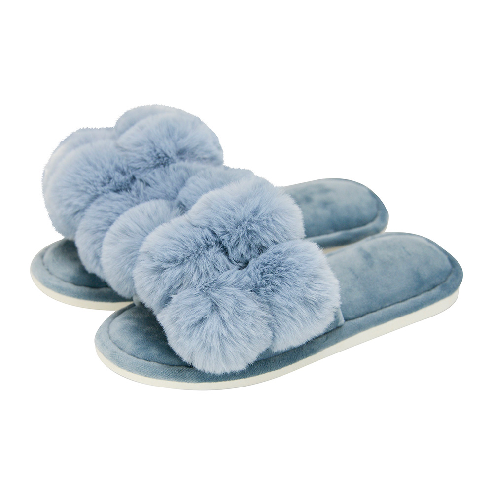 Midnight Annabel Trends Cosy Luxe Pom Pom Slippers